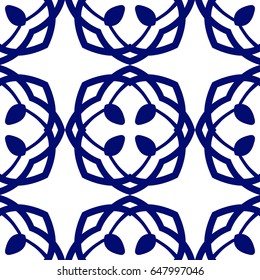 Dark blue luxury background seamless with ornamental pattern on white