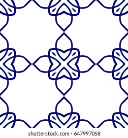 Dark blue luxury background seamless with ornamental pattern on white
