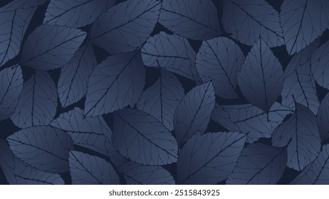 Fondo botánico de lujo azul oscuro con ramas y hojas. Tarjeta botánica, cartel, Anuncio, cubierta.