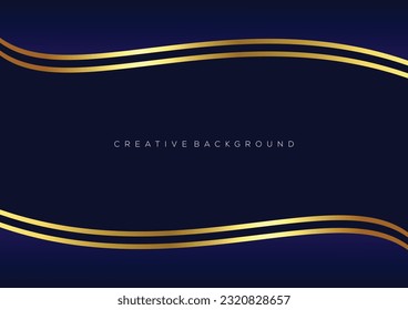 dark blue with luxury line design wave background 
