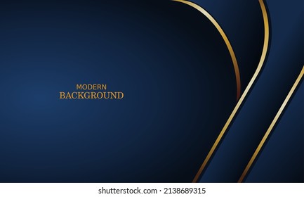 Dark Blue Luxury Premium Background And Gold Line.