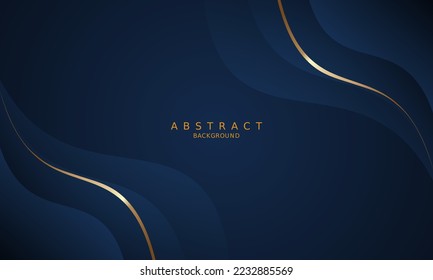 dark blue luxury premium background and gold line.	