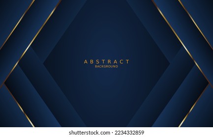 fondo azul oscuro de lujo y línea dorada.