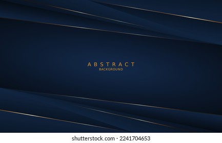 fondo azul oscuro de lujo y línea dorada.