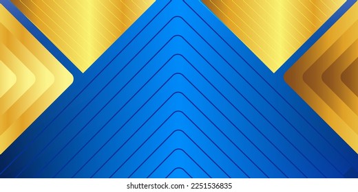 Dark blue luxury premium background abstract template with golden triangle pattern