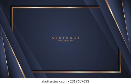 dark blue luxury premium background and gold line.	