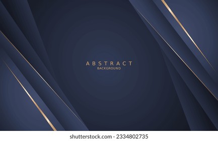 fondo azul oscuro de lujo premium y línea dorada