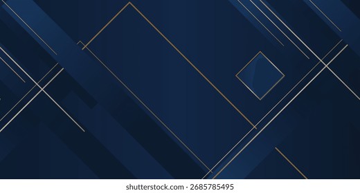 dark blue luxury premium background and gold line.vector modern