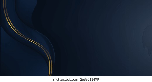 Fondo premium de lujo azul oscuro y línea dorada.