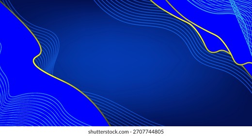 Fondo premium de lujo azul oscuro con ondas de línea dorada brillante, adecuado para Anuncios, Fondos de pantalla, folletos y carteles. 