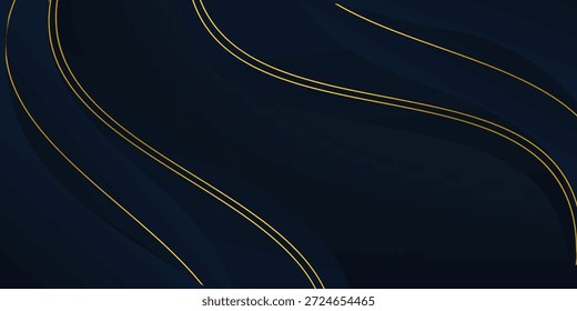 Fondo premium de lujo azul oscuro y línea dorada.