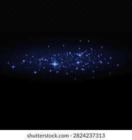 Dark blue magical light effect with glittering star dust particles on black background particles abstract radiance background celestial decoration illumination flashing