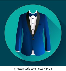 Dark blue man suit Vector flat icon