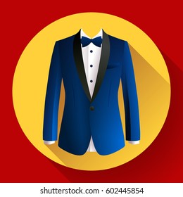 Dark blue man suit Vector flat icon