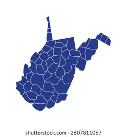 Dark blue map of West Virginia country vector graphic design
