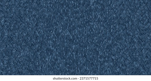 Dark blue melange seamless denim pattern. Endless fabric texture with vertical stitches. Abstract vector background.