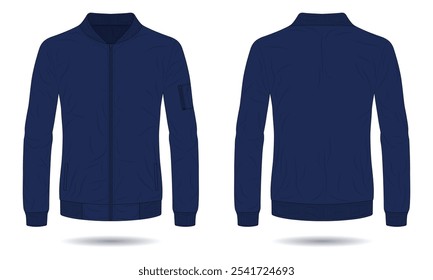 Dark blue men bomber jacket mockup