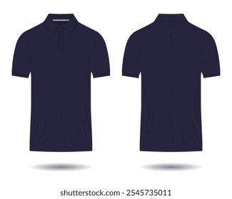 Azul escuro masculino polo camisa mockup frente e vista traseira