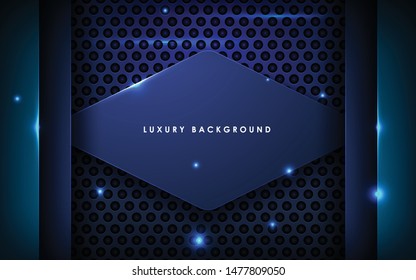 Dark blue metal texture background vector. Realistic overlap layer on metallic background with light effect. 