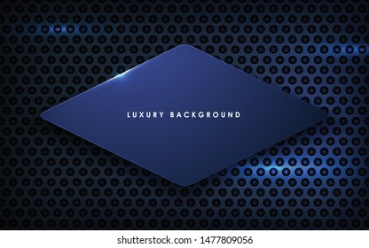 Dark blue metal texture background vector. Realistic overlap layer on metallic background with light effect. 