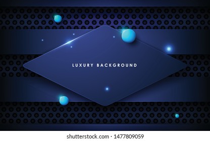 Dark blue metal texture background vector. Realistic overlap layer on metallic background with light effect. 