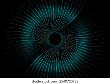 Líneas circulares mínimas azul oscuro fondo tecnológico futurista brillante abstracto. Diseño de rayos de arte digital de Vector
