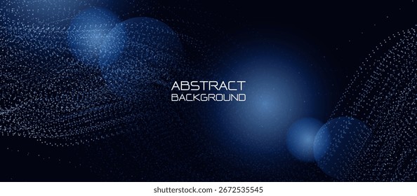 Fondo futurista abstracto de la tecnología de la partícula de las líneas curvas dinámicas mínimas azules oscuras con efecto de la iluminación