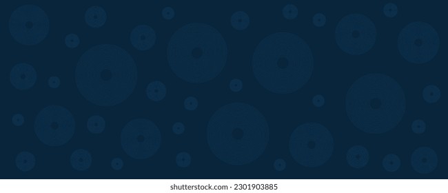 Dark Blue Minimal Geometric Pattern Background with Concentric Circles, Multi Purpose Template, Round Shapes Composition, Poster, Header or Landing Page Design 
- Vector Illustration