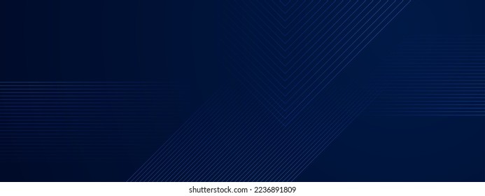 Dark blue minimal lines abstract geometric futuristic background. Vector banner design