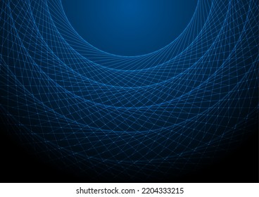 Dark blue minimal round lines abstract futuristic tech background. Vector digital art design