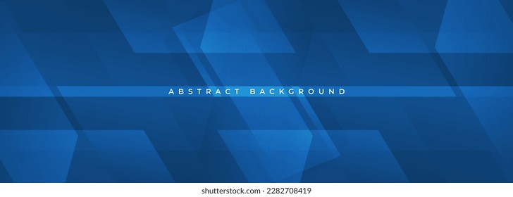 Dark blue modern abstract background. Blue abstract wide banner with geometric shapes. Vector illustration