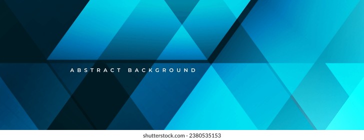 Dark blue modern abstract background. Blue abstract wide banner with triangle geometric shapes. Vector illustration