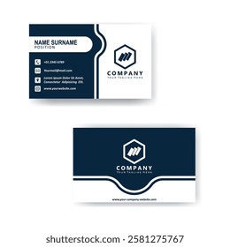 Dark blue modern creative business card and name card for company , simple clean template vector design