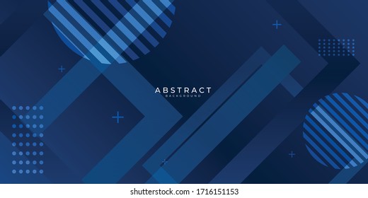 Dark blue modern presentation background with abstract geometric decoration. Vector illustration design for presentation, banner, cover, web, flyer, card, poster, wallpaper, texture, slide, magazine