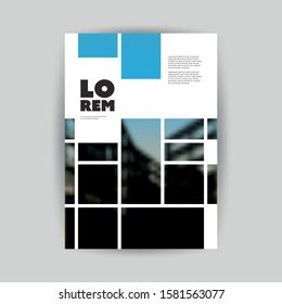 Dark Blue Modern Style Flyer or Cover Design for Your Business with Blurred Urban Theme - Applicable for Business Reports, Presentations, Placards, Posters