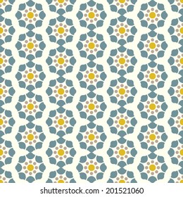 Dark blue modern and vintage flower pattern on pastel background. Retro blossom seamless pattern for classic or graphic design.