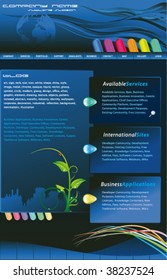 Dark blue modern website template. Vector editable layout.