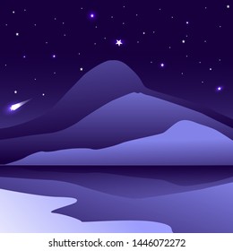 Dark Blue Mountain. with Beautiful Beach and Sky