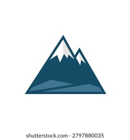 Dark blue mountain peak flat vector icon