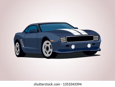 Dark Blue Muscle Car. Chevrolet Camaro.