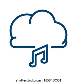 Dark Blue Music Cloud Icon Design Isolated on White Background