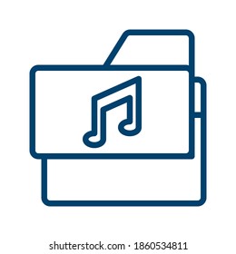 Dark Blue Music folder Icon Design Isolated on White Background