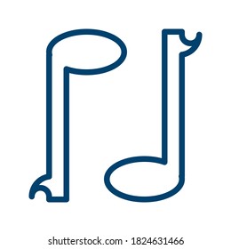 Dark Blue Music Note Icon Design Isolated on White Background