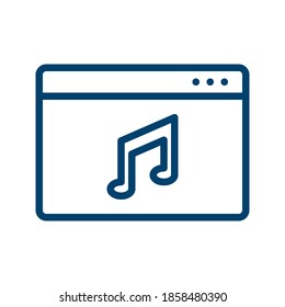 Dark Blue Music Web Browser Icon Design Isolated on White Background