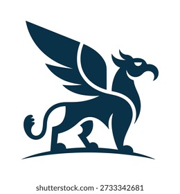 Dark blue mythical creature with wings