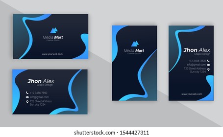 Dark Blue Name Business Card minimalist template.