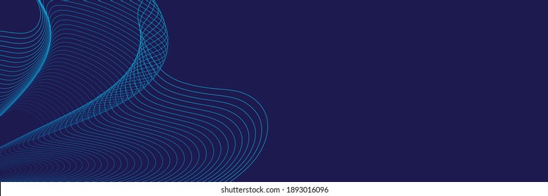 Dark blue navy abstract background. Futuristic technology lines background with line stripe wavy light effect