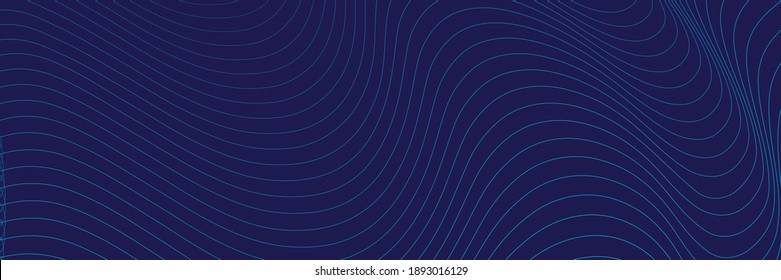 Dark blue navy abstract background. Futuristic technology lines background with line stripe wavy light effect