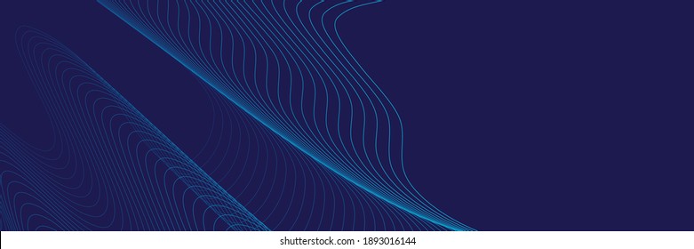 Fondo abstracto de la marina azul oscuro. Fondo de líneas de tecnología futurista con efecto de luz ondulada de banda de línea