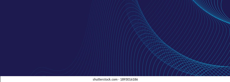Dark blue navy abstract background. Futuristic technology lines background with line stripe wavy light effect